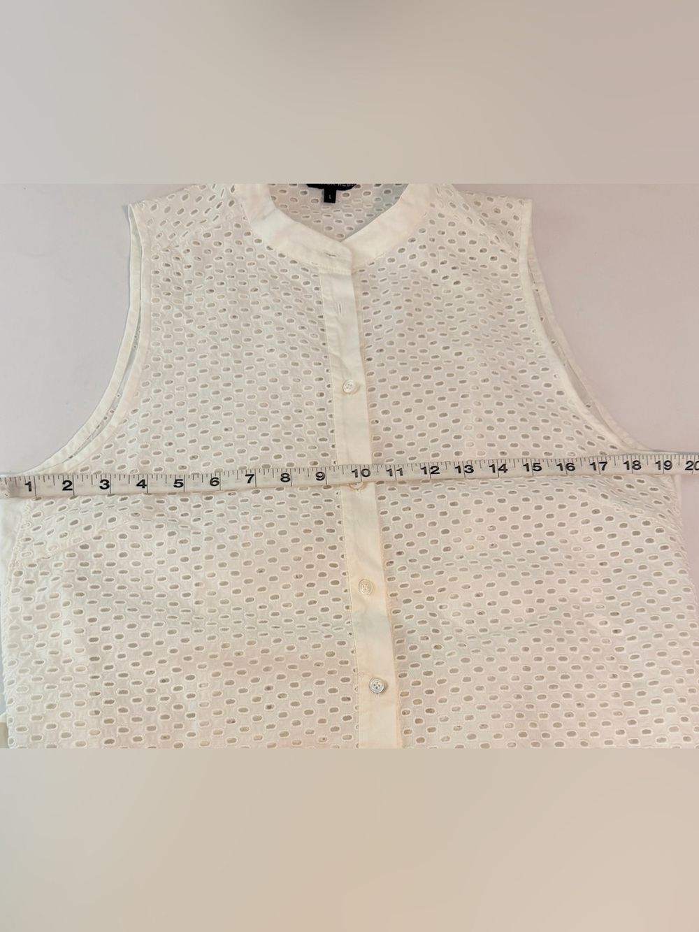 Marissa Webb Sleeveless Eyelet Shirt Dress – White / Size Large - Picture 7 of 7